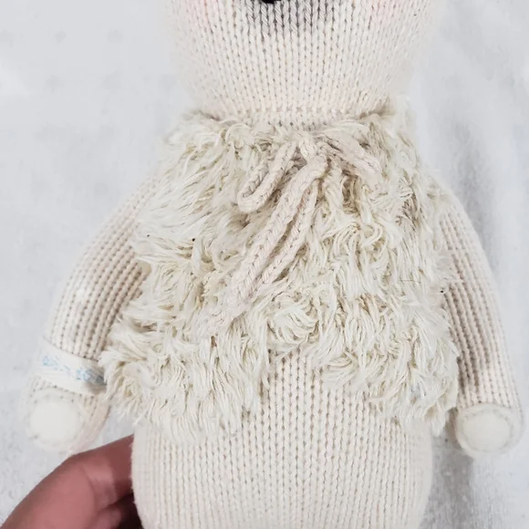 CUDDLE + KIND Handmade Cream Stella The Polar Bear Hand Knit Cotton Stuffy 16" - Picture 6 of 11